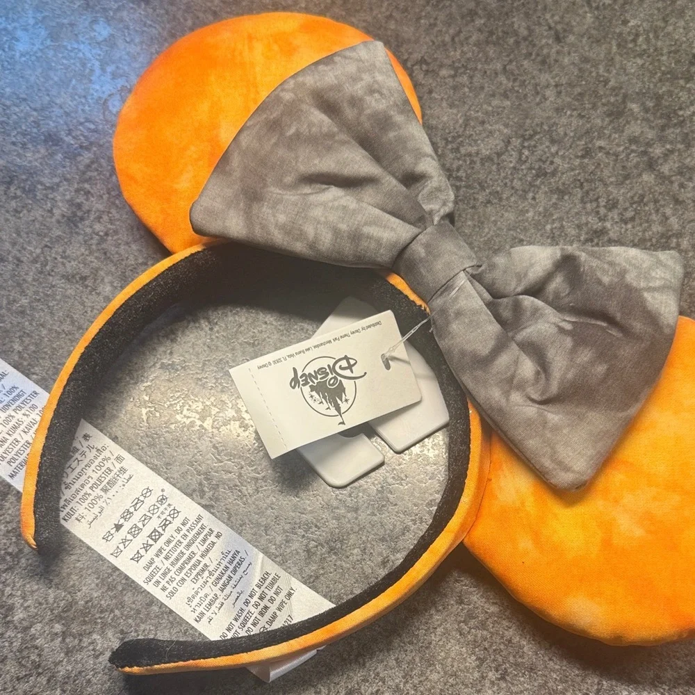 NWT Disney Halloween Mickey & Minnie Mouse Ears Headband Orange & Gray